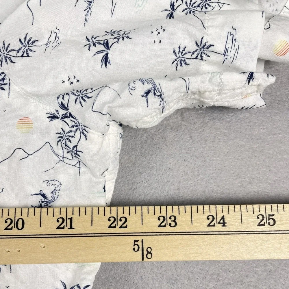 Marine Layer Button Down Mens XL White Surf Print Short Slv Casual Shirt Beach - Picture 9 of 11